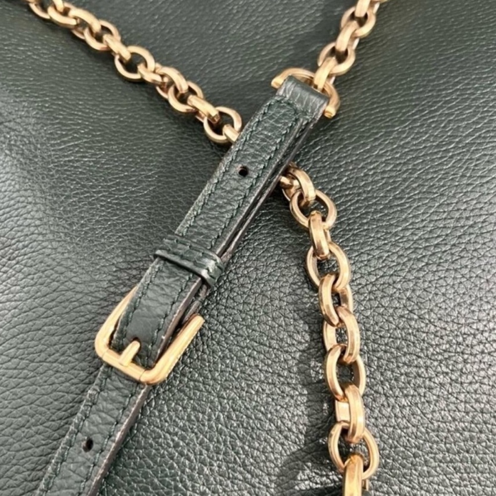 Dolce & Gabbana Green Pebbled Leather Fold-Over Bag - Picture 12 of 15